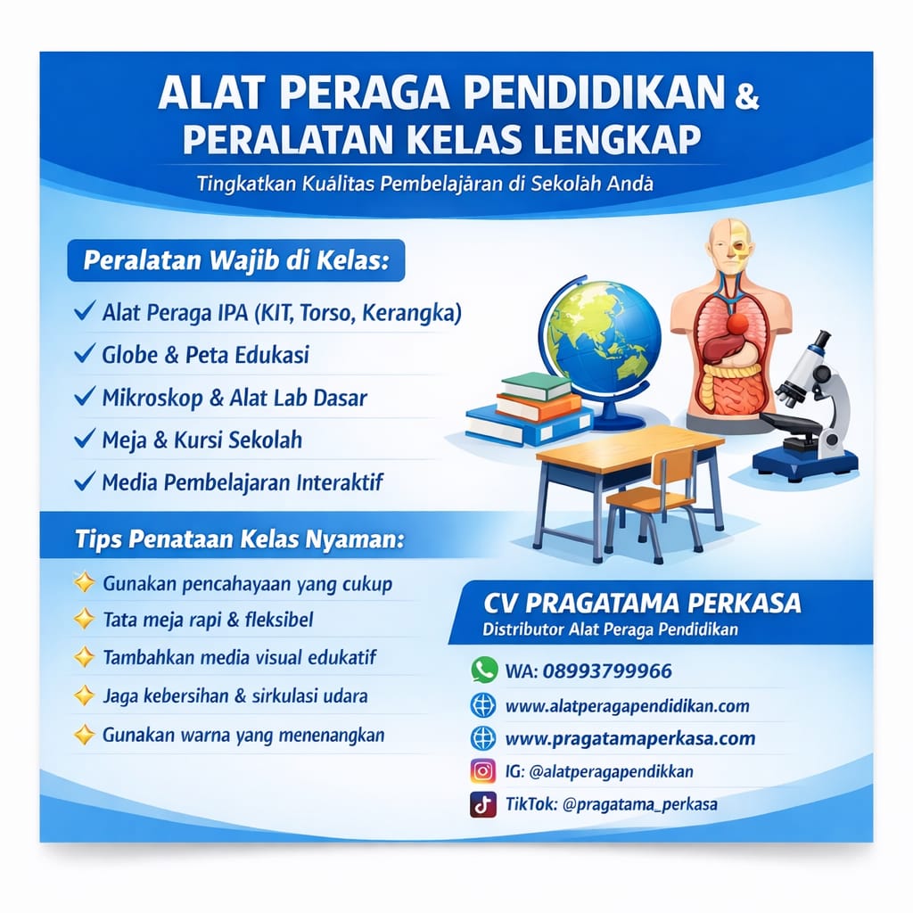 Alat Peraga Pendidikan dan Peralatan Wajib di Kelas + Tips Penataan Ruang Kelas Nyaman & Menarik